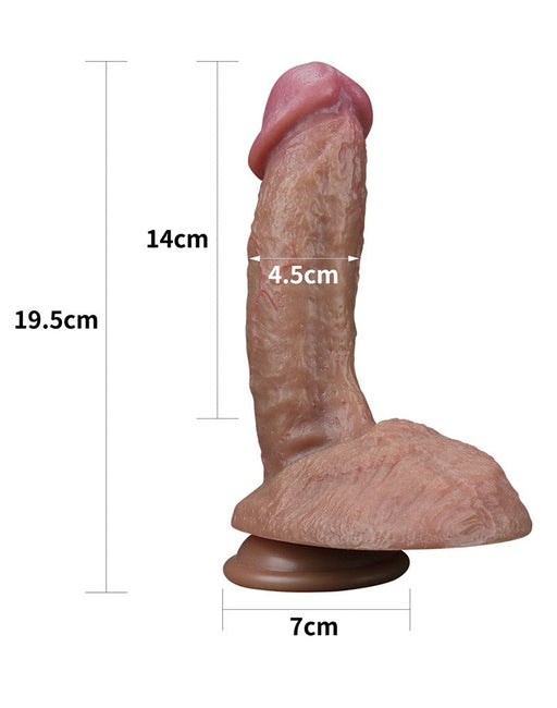 Lovetoy - Realistische Grote Dildo 19.5 cm Dubbellaags Siliconen - Donkere Huidskleur-Erotiekvoordeel.nl