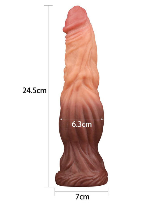 Lovetoy - Realistische XXL Dildo Met aderen 24 cm - Lichte/donkere Huidskleur-Erotiekvoordeel.nl