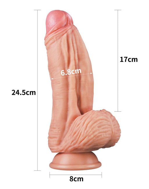 Lovetoy - Realistische XXL Dildo Met Balzak En Zuignap 24.5 cm - Lichte Huidskleur-Erotiekvoordeel.nl