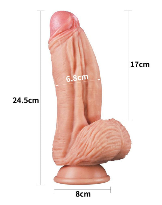 Lovetoy - Realistische XXL Dildo Met Balzak En Zuignap 24.5 cm - Lichte Huidskleur-Erotiekvoordeel.nl