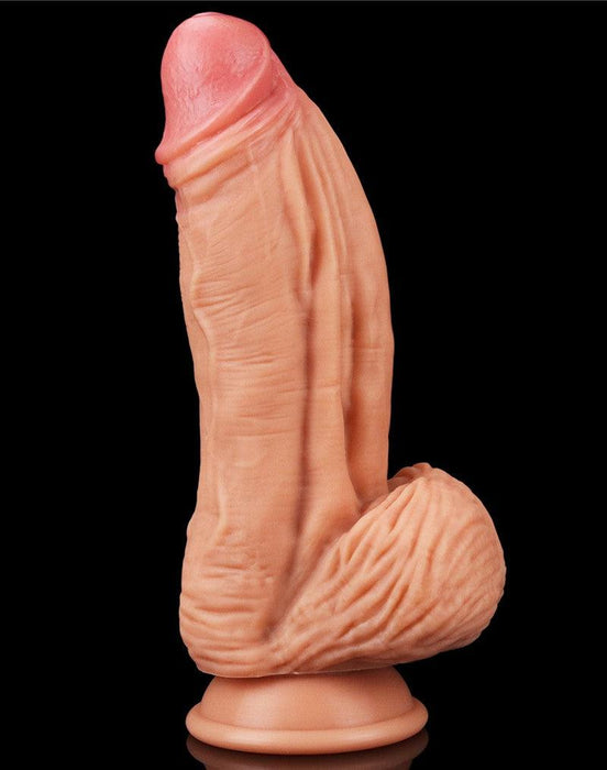 Lovetoy - Realistische XXL Dildo Met Balzak En Zuignap 24.5 cm - Lichte Huidskleur-Erotiekvoordeel.nl