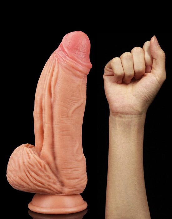 Lovetoy - Realistische XXL Dildo Met Balzak En Zuignap 24.5 cm - Lichte Huidskleur-Erotiekvoordeel.nl