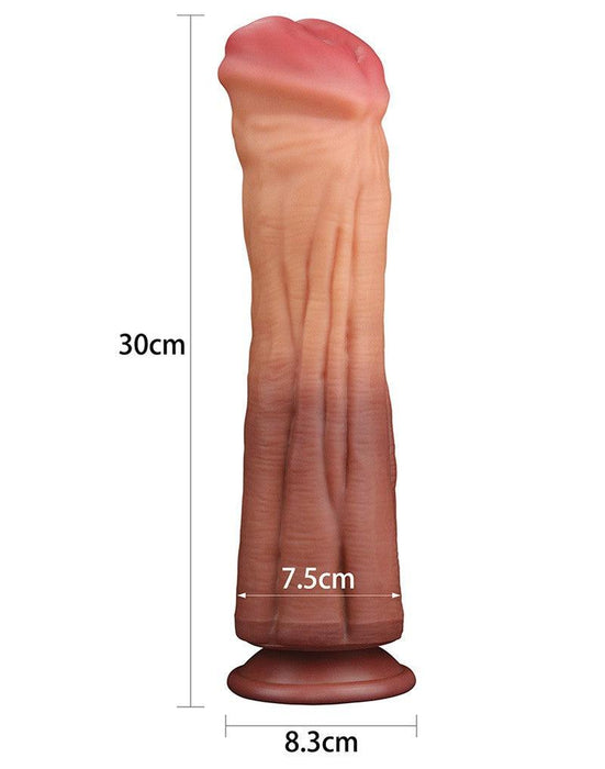 Lovetoy - Realistische XXL Horse Dong Dildo 30 cm - Lichte/donkere Huidskleur-Erotiekvoordeel.nl