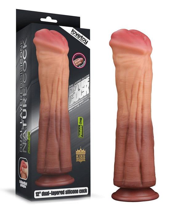 Lovetoy - Realistische XXL Horse Dong Dildo 30 cm - Lichte/donkere Huidskleur-Erotiekvoordeel.nl