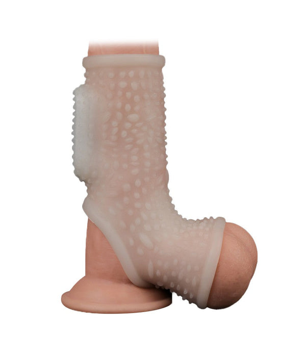 Lovetoy - Vibrerende Rekbare Penis Sleeve - Drip Knights - Wit-Erotiekvoordeel.nl