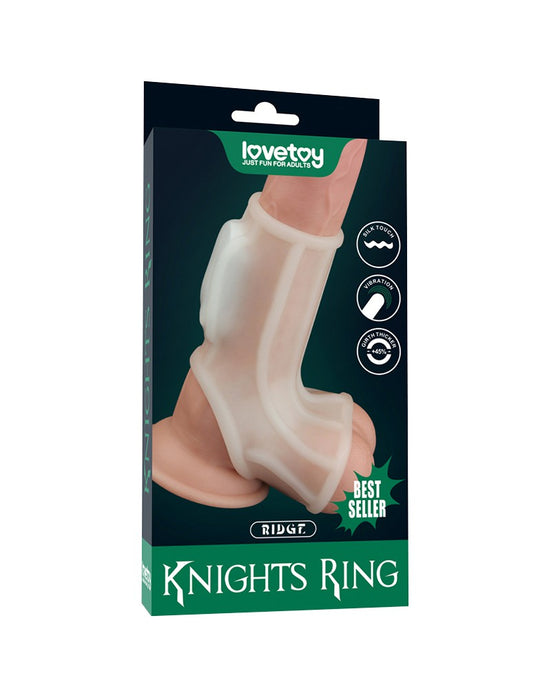 Lovetoy - Vibrerende Rekbare Penis Sleeve - Ridge Knights - Wit-Erotiekvoordeel.nl