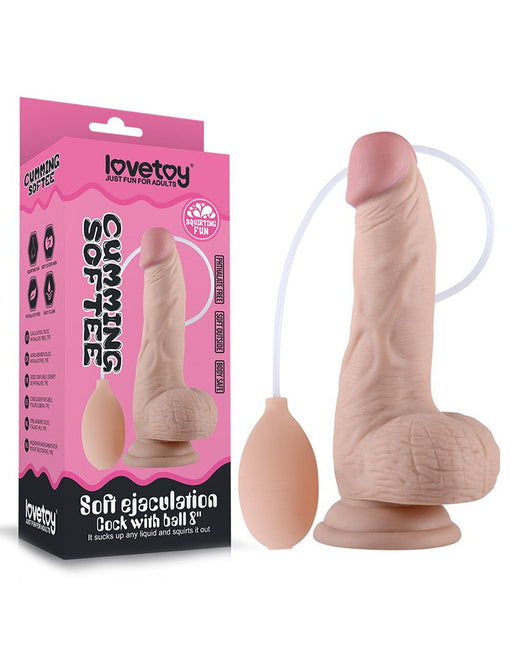 Lovetoy - Zachte Ejaculatie Dildo Met Balzak En Squirt Functie 20 cm - Lichte Huidskleur-Erotiekvoordeel.nl