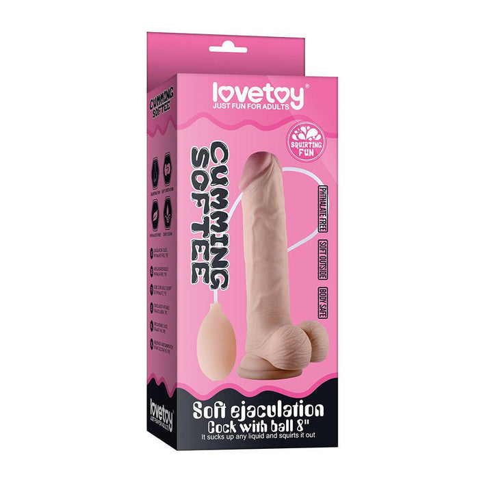 Lovetoy - Zachte Ejaculatie Dildo Met Knijpbal Voor Spuit Functie - 23 cm-Erotiekvoordeel.nl