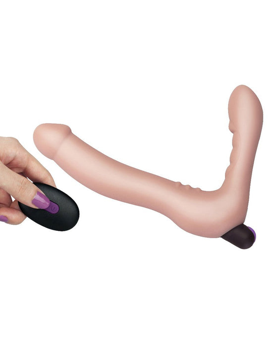 Lovetoy - iJoy Dubbele Vibrerende Dildo Met Afstandsbediening - Lichte Huidskleur-Erotiekvoordeel.nl