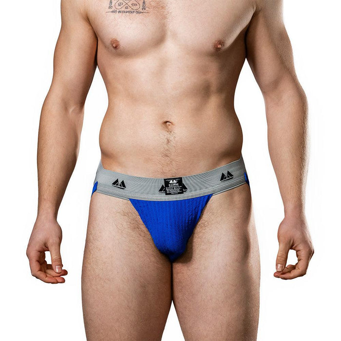 MM Original - Jockstrap Herenslip - Tailleband 5 cm - Blauw/Grijs-Erotiekvoordeel.nl