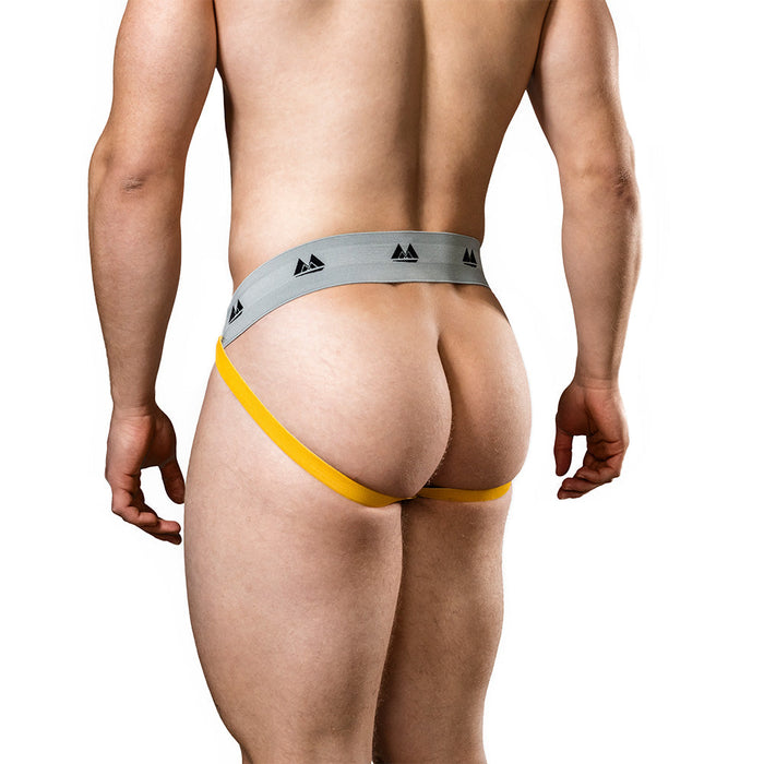 MM Original - Jockstrap Herenslip - Tailleband 5 cm - Geel/Grijs-Erotiekvoordeel.nl