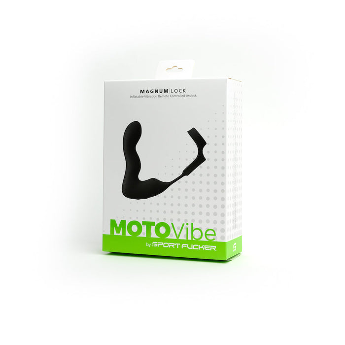 MOTOVibe by Sport Fucker - Magnum Lock - Opblaasbare Vibrerende Buttplug met Cockring - Ass Lock - Zwart-Erotiekvoordeel.nl