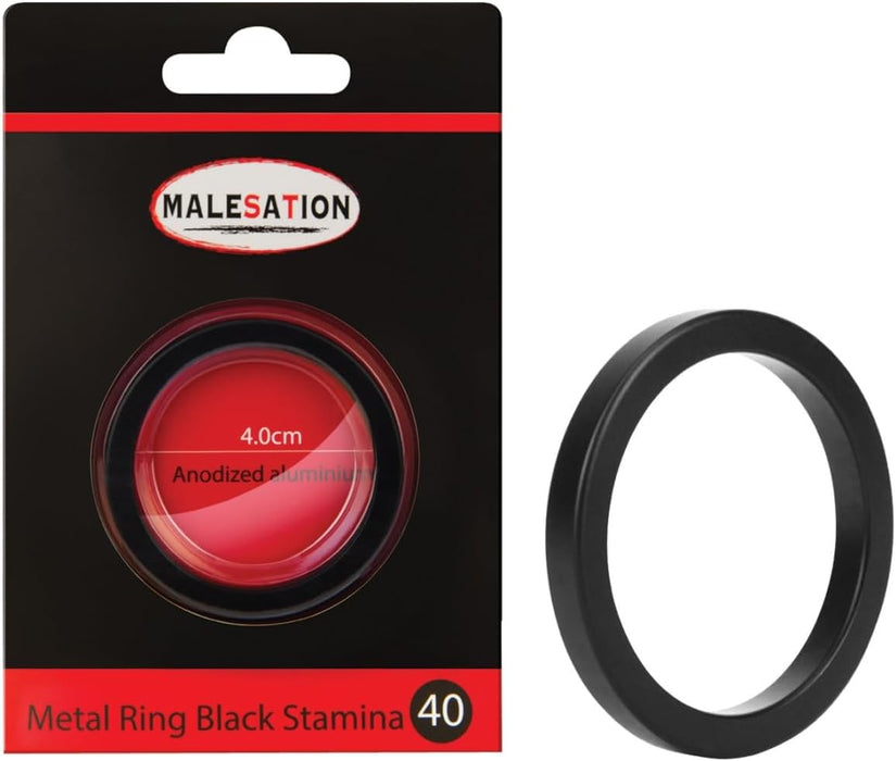 Malesation - Aluminium Cockring - Black Stamina - 40 mm - Nikkelvrij-Erotiekvoordeel.nl