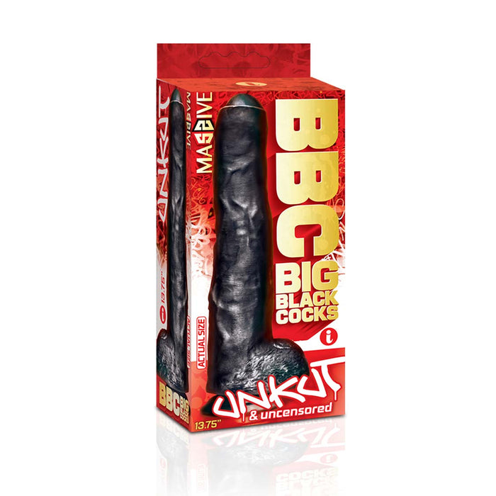 Massive - Big Black Cocks - Unkut - Onbesneden Dildo - PVC - 35 x 6,5 cm-Erotiekvoordeel.nl