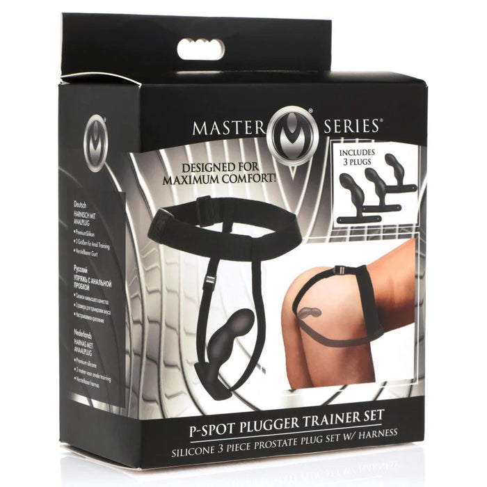 Master Series - Bum-tastic - Buttplug Trainer Set met Harnas - Zwart-Erotiekvoordeel.nl