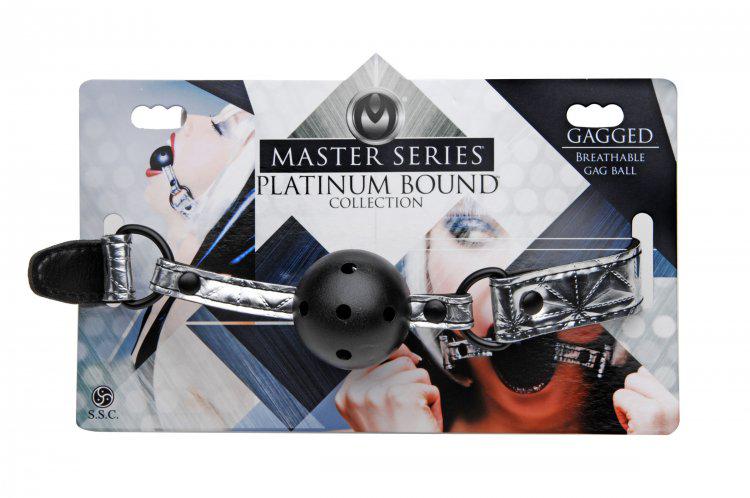 Master Series - Gagged - Ball Gag Met Gaatjes - Metallic Look Zilver-Erotiekvoordeel.nl