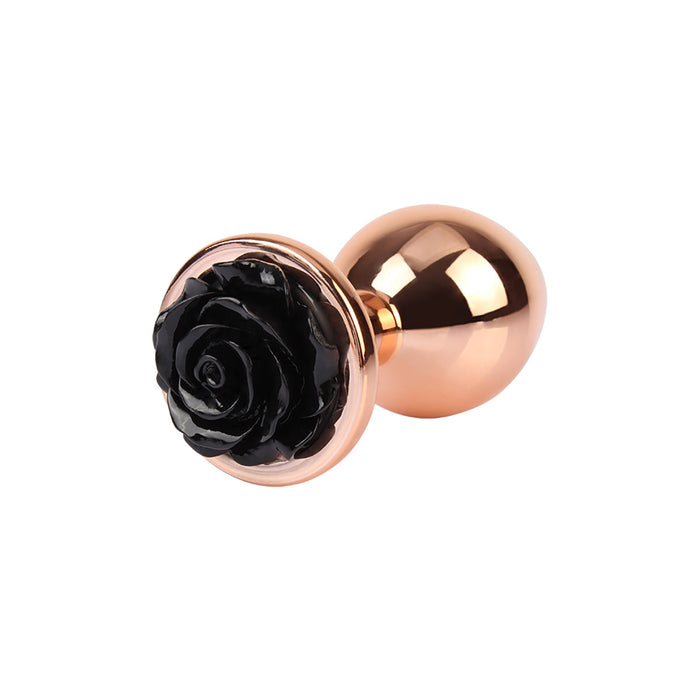 Matrix Mont - Evil Rose - Anaal Plug met Zwarte Roos - Goud - Aluminium-Erotiekvoordeel.nl