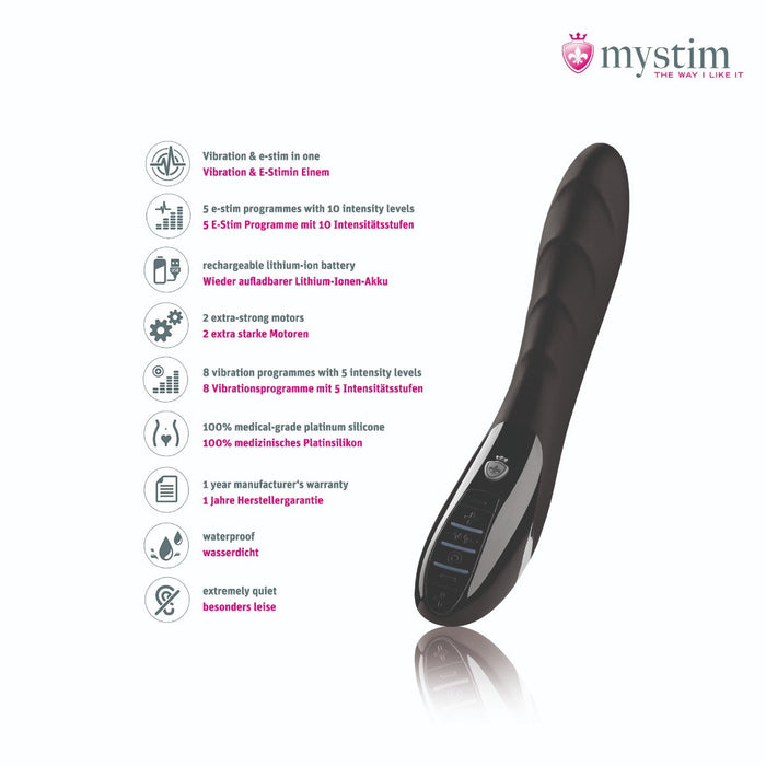 Mystim - Electrosex - Sizzling Simon - E-stim Vibrator - Black-Erotiekvoordeel.nl