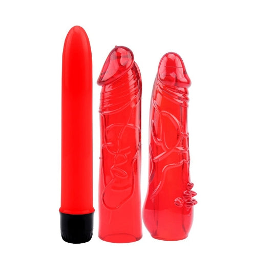 Hot Storm - Hers - Vibrator Set met Vibrator en 2 Vibrator Sleeves-Erotiekvoordeel.nl