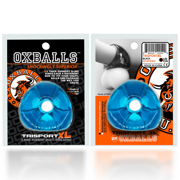 Oxballs - Tri-Sport XL - Cocksling met 3 Ringen - Blauw-Erotiekvoordeel.nl