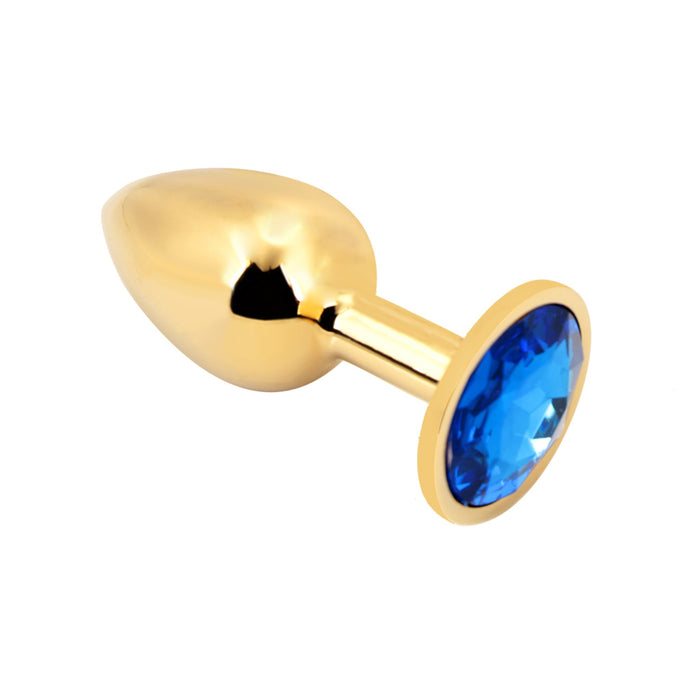 PLGZ - Rosebud Metalen Buttplug - Goud - Blauwe Siersteen - Small-Erotiekvoordeel.nl