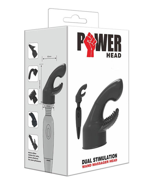 POWER Opzetstuk Wand Vibrator Dual Stimulation - Zwart-Erotiekvoordeel.nl