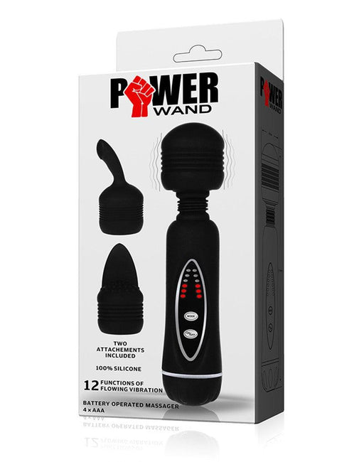 POWER Wand Vibrator Met 2 verwisselbare Koppen - Zwart-Erotiekvoordeel.nl