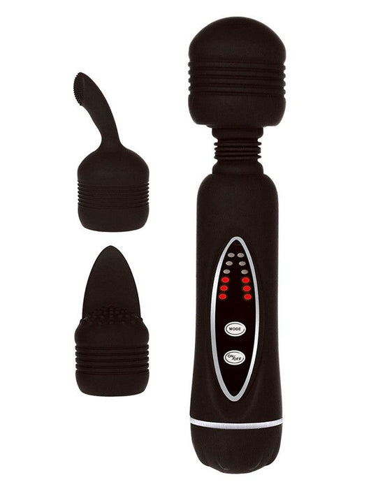 POWER Wand Vibrator Met 2 verwisselbare Koppen - Zwart-Erotiekvoordeel.nl