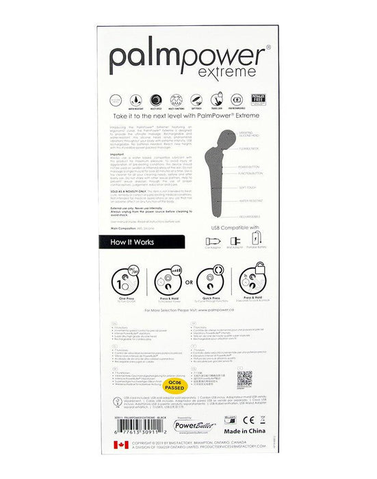 PalmPower Extreme Wand Vibrator - ergonomisch gevormd En extreem krachtig - Zwart-Erotiekvoordeel.nl