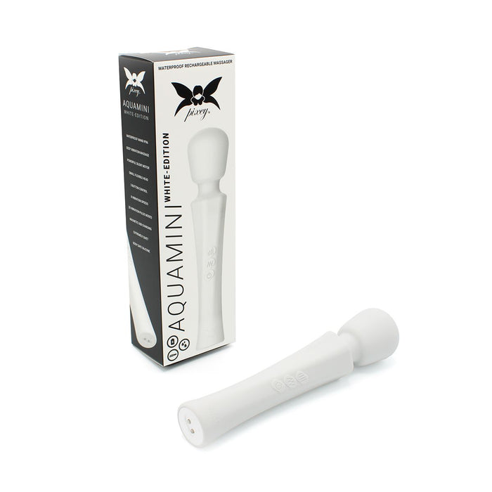 Pixey - Aqua Mini Wand Vibrator - The White Edition - Sterke en Stille Motor - Wit-Erotiekvoordeel.nl