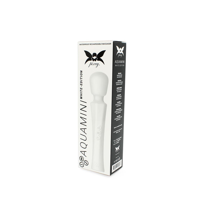 Pixey - Aqua Mini Wand Vibrator - The White Edition - Sterke en Stille Motor - Wit-Erotiekvoordeel.nl