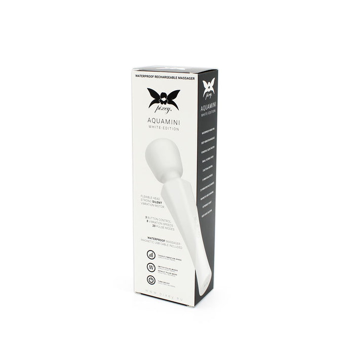 Pixey - Aqua Mini Wand Vibrator - The White Edition - Sterke en Stille Motor - Wit-Erotiekvoordeel.nl