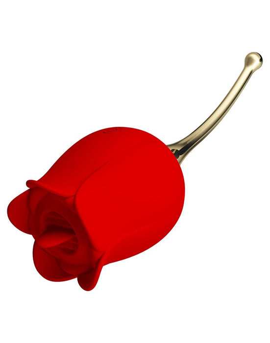 Pretty Love - Clitoris Vibrator Met likstimulator Rose Lover - Rood/Goud-Erotiekvoordeel.nl