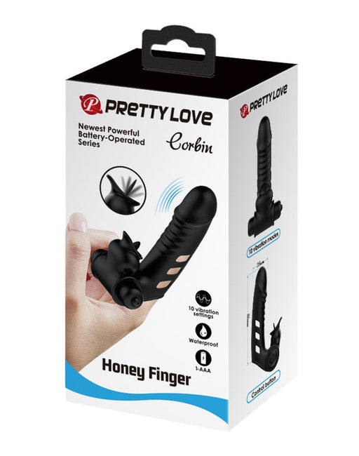 Pretty Love - Corbin - Vinger Vibrator - Zwart-Erotiekvoordeel.nl