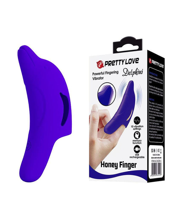 Pretty Love - Delphini - Vinger Vibrator - Paars - Siliconen - USB Oplaadbaar - 10 standen-Erotiekvoordeel.nl