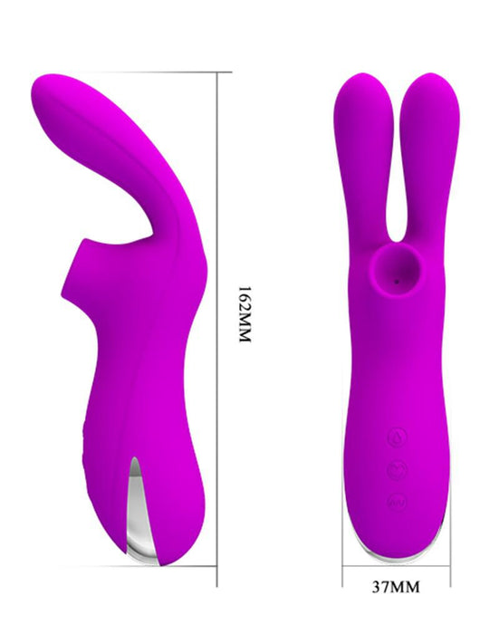 Pretty Love - Dubbele Oortjes Vibrator Met Clitoris Zuiger Ralap - Roze-Erotiekvoordeel.nl