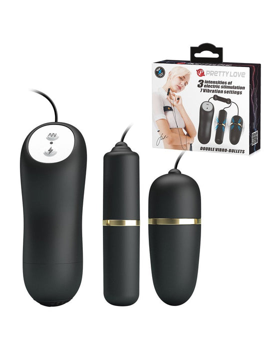 Pretty Love - Electrosex Bullet Vibrator Set - Zwart-Erotiekvoordeel.nl