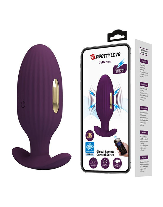 Pretty Love - Jefferson - Vibrerende E-stim Buttplug - Met App Control - Electroshock - Paars-Erotiekvoordeel.nl