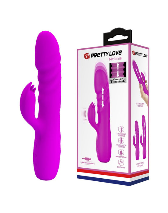 Pretty Love - Melanie - Stotende Rabbit Vibrator - Roze-Erotiekvoordeel.nl