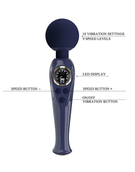 Pretty Love - Skyler - Wand Vibrator - Met LCD Display - Donkerblauw-Erotiekvoordeel.nl