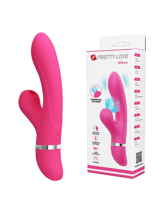 Pretty Love - Tarzan Vibrator Met ZuigFunctie WILLOW - Roze-Erotiekvoordeel.nl