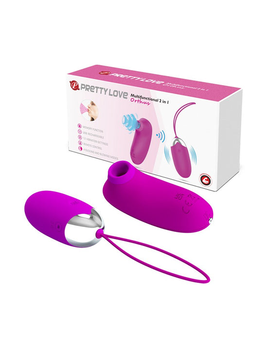 Pretty Love - Vibrerend Eitje plus Luchtdruk Vibrator ORTHUS - Roze-Erotiekvoordeel.nl