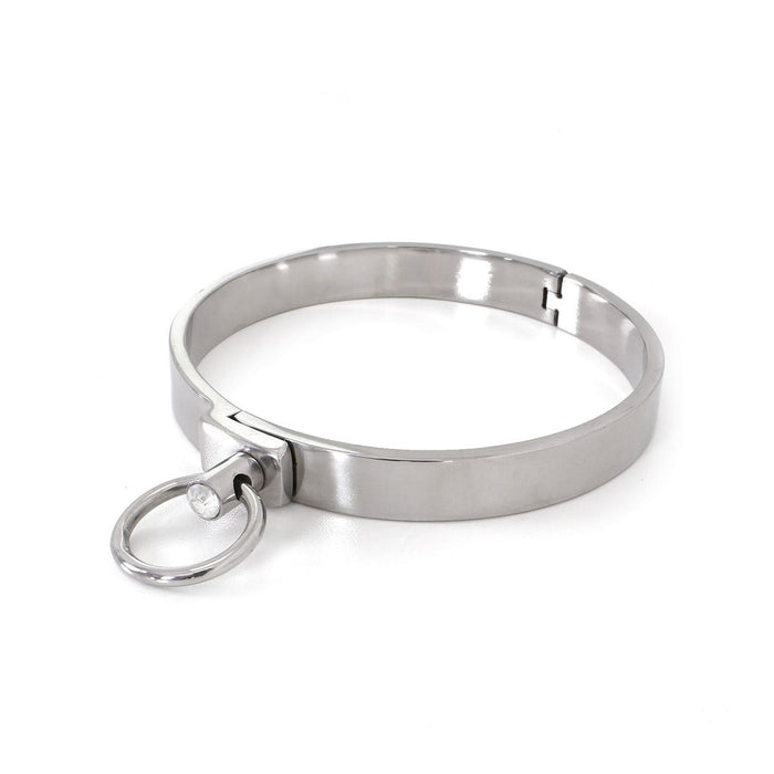 Kiotos Steel - RVS Collar Solid Met Transparant Kristal voorzijde - Large - 13,5 cm-Erotiekvoordeel.nl