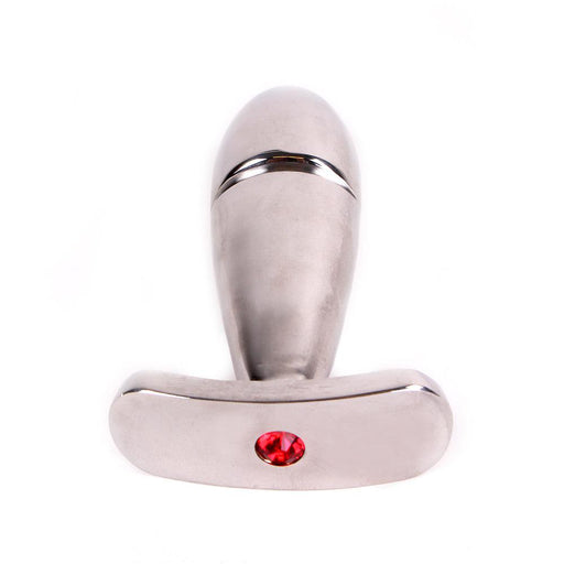 RVS Vinger Buttplug Met Rood Sierkristal-Erotiekvoordeel.nl