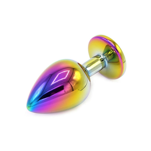 Rainbow Buttplug Aluminium Met Siersteen-Erotiekvoordeel.nl