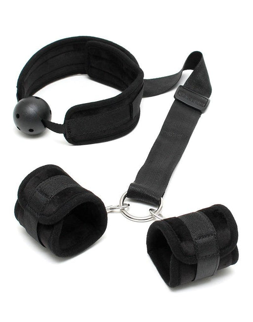 Rimba - Bondageset - Mondknevel - Boeien - Velcro - Zwart - Diameter Gag 45 mm -Erotiekvoordeel.nl