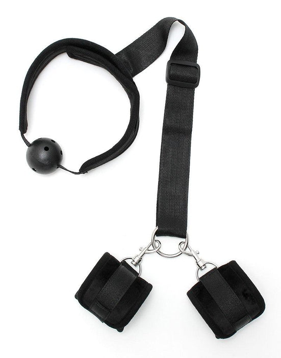 Rimba - Bondageset - Mondknevel - Boeien - Velcro - Zwart - Diameter Gag 45 mm -Erotiekvoordeel.nl