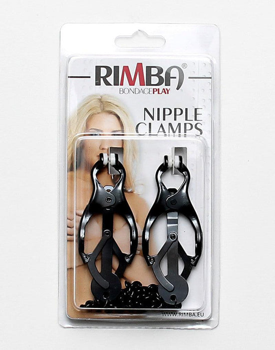 Rimba Bondage Play - Japanse Clover Tepelklemmen Met Ketting - Zwart-Erotiekvoordeel.nl