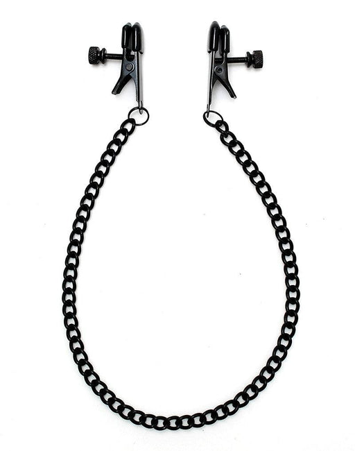 Rimba Bondage Play - Kleine Tepelklemmen Met Aandraaischroef En Ketting - Zwart-Erotiekvoordeel.nl