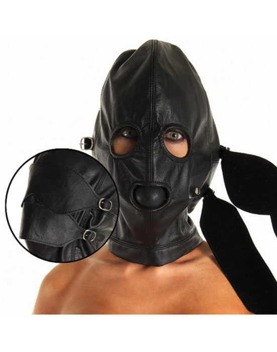 Rimba Bondage Play - Leren Masker Met afneembare gag En oogdelen-Erotiekvoordeel.nl